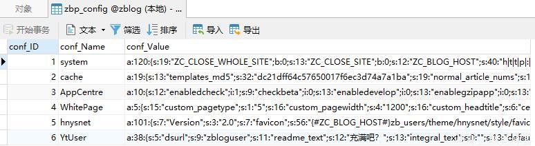 zblog的zbp_config表里面的conf_Value值怎么看懂